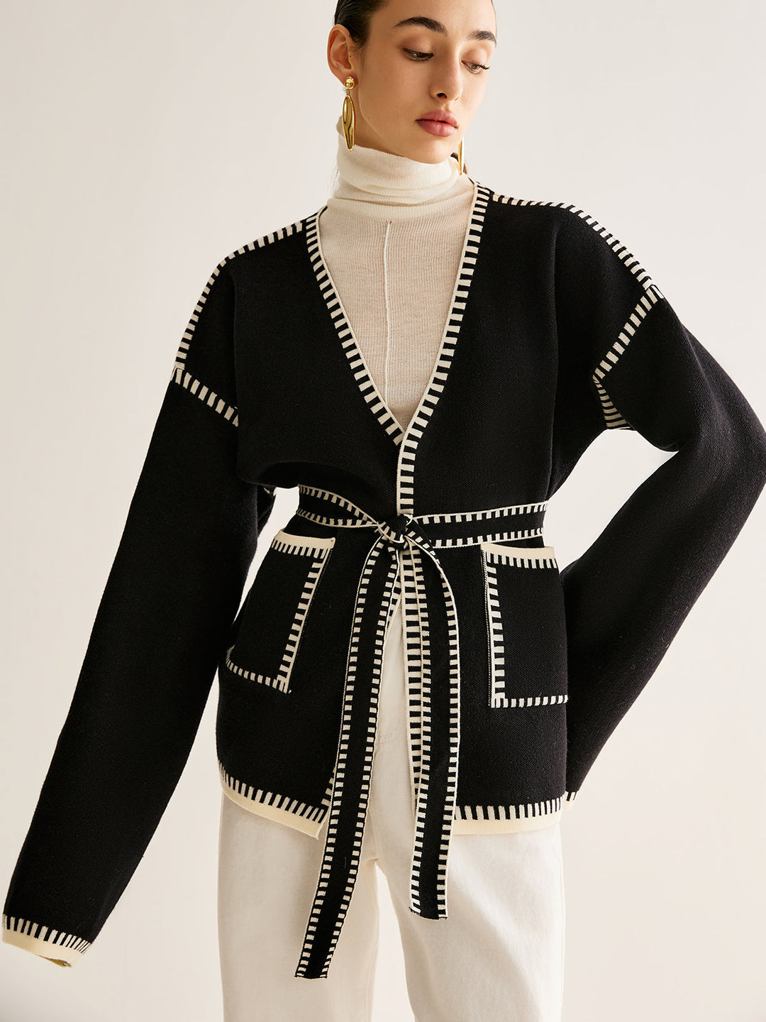 Tied Cardigan with Belt for Women - Celine-S-State of Style