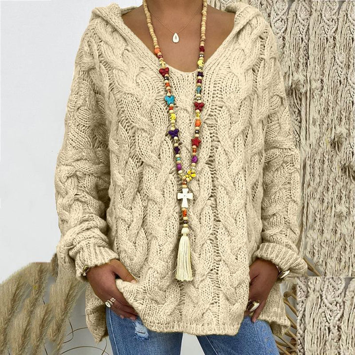 Timeless Cable Knit Sweater for Women - Maelle-Beige-S-State of Style