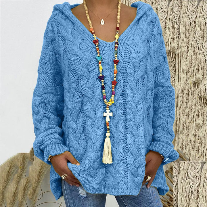 Timeless Cable Knit Sweater for Women - Maelle-Blue-S-State of Style