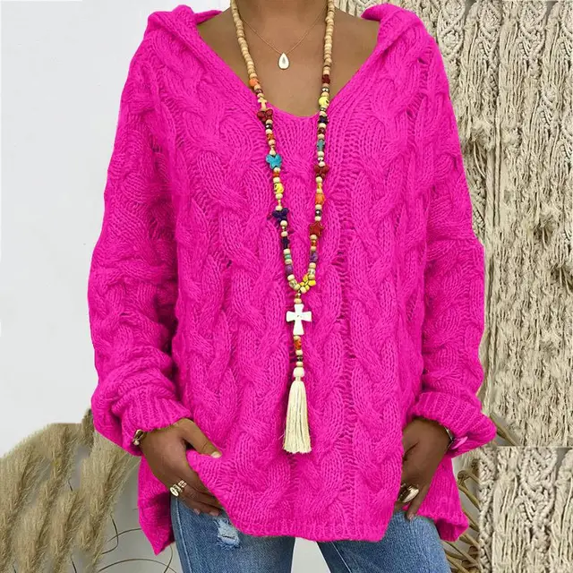 Timeless Cable Knit Sweater for Women - Maelle-Fuchsia-S-State of Style