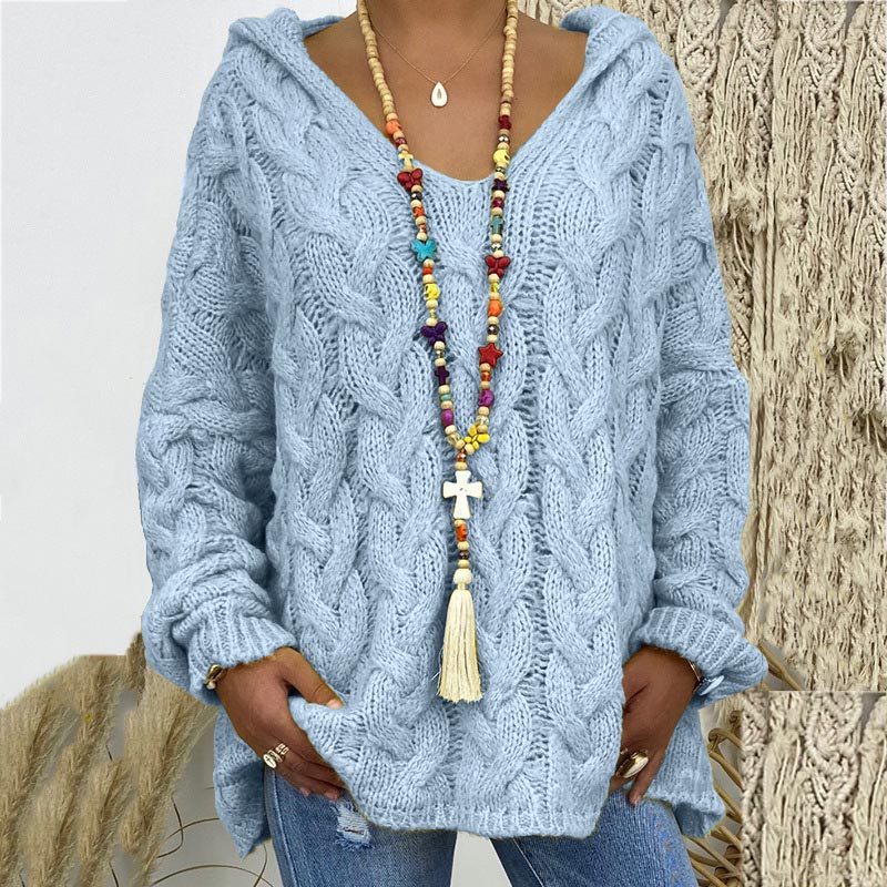 Timeless Cable Knit Sweater for Women - Maelle-Light blue-S-State of Style