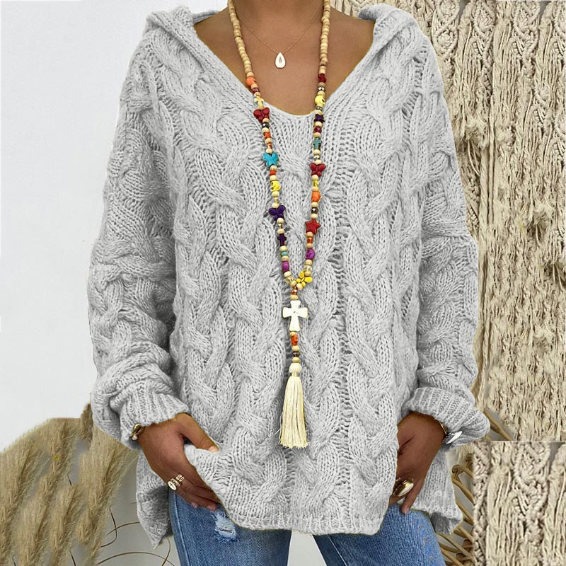 Timeless Cable Knit Sweater for Women - Maelle-Light grey-S-State of Style