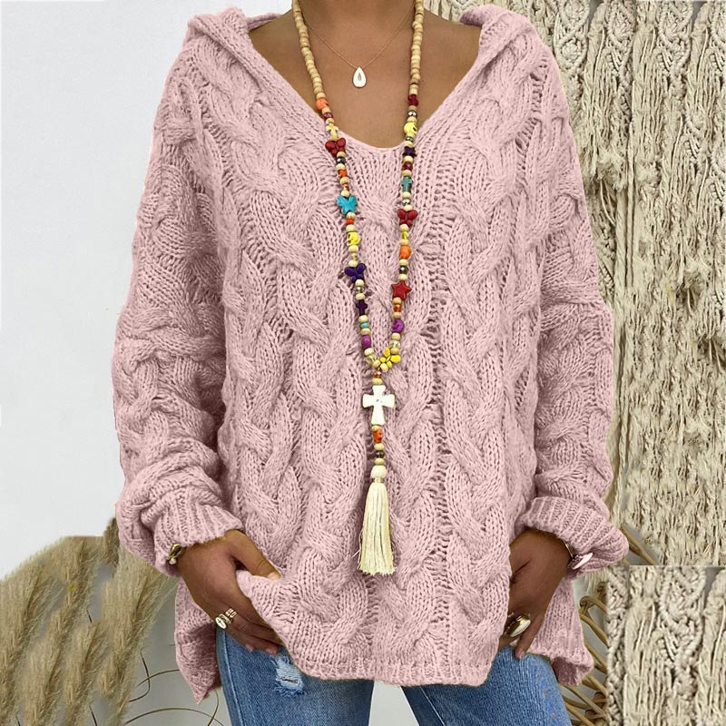 Timeless Cable Knit Sweater for Women - Maelle-Pink-S-State of Style