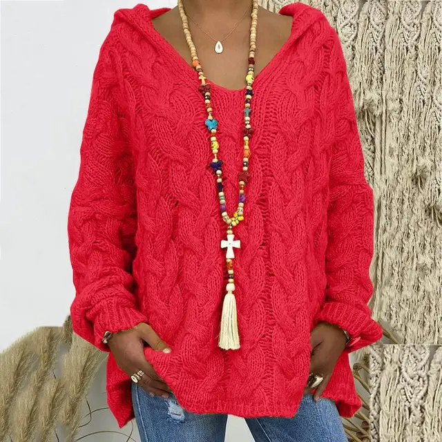 Timeless Cable Knit Sweater for Women - Maelle-Red-S-State of Style