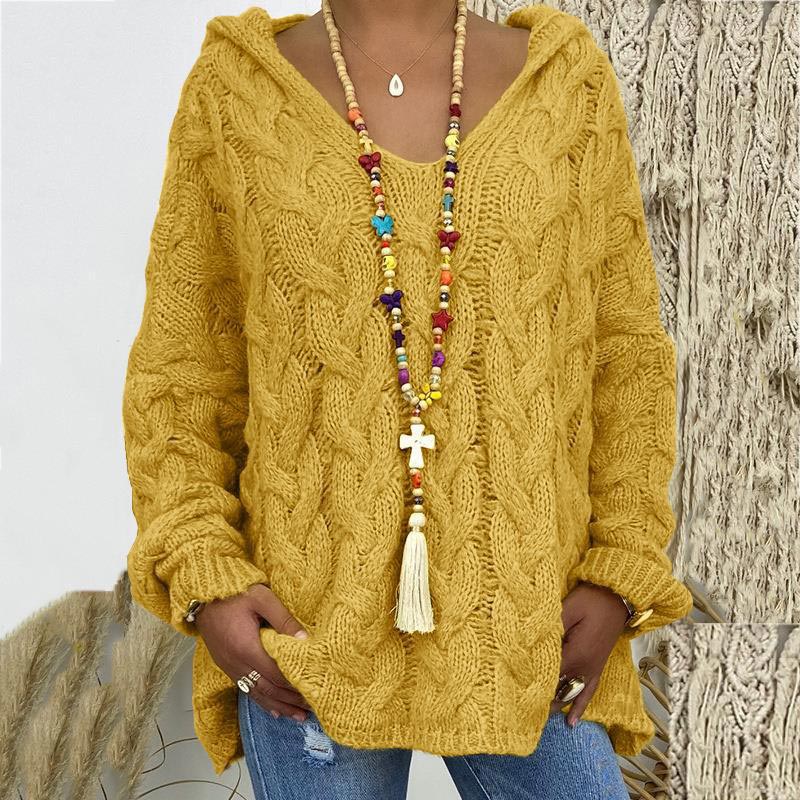 Timeless Cable Knit Sweater for Women - Maelle-Yellow-S-State of Style