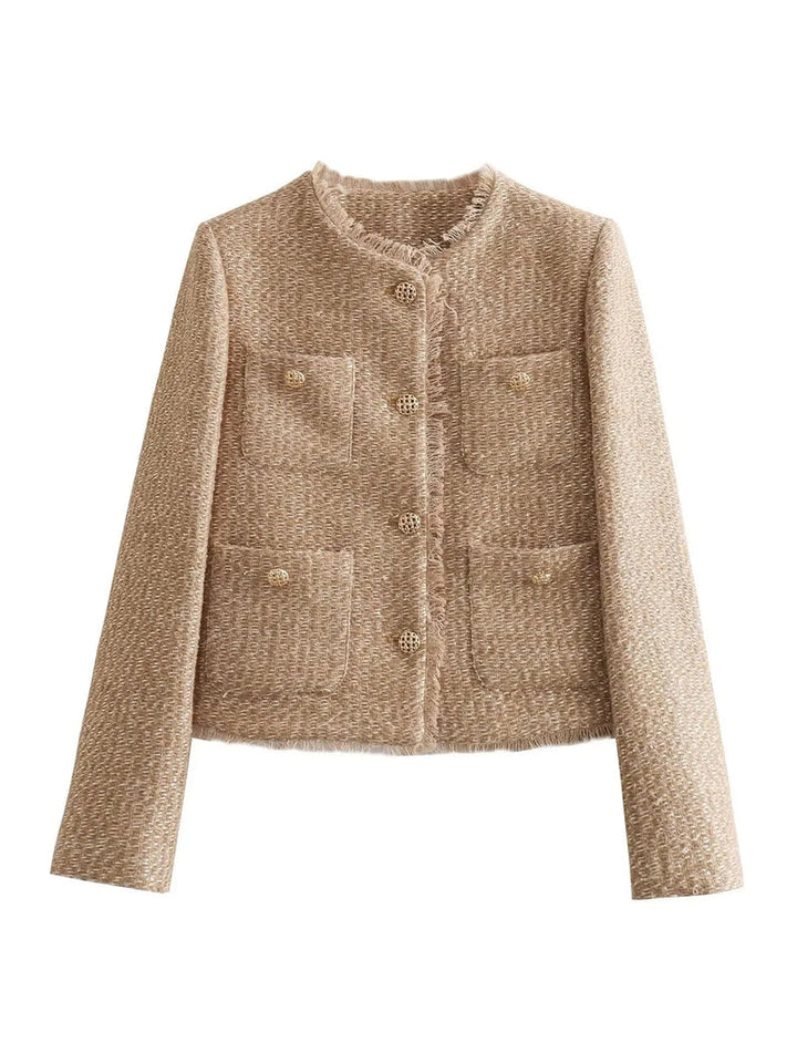 Timeless Chic Tweed Jacket with Gold Buttons - Anna-XS-State of Style