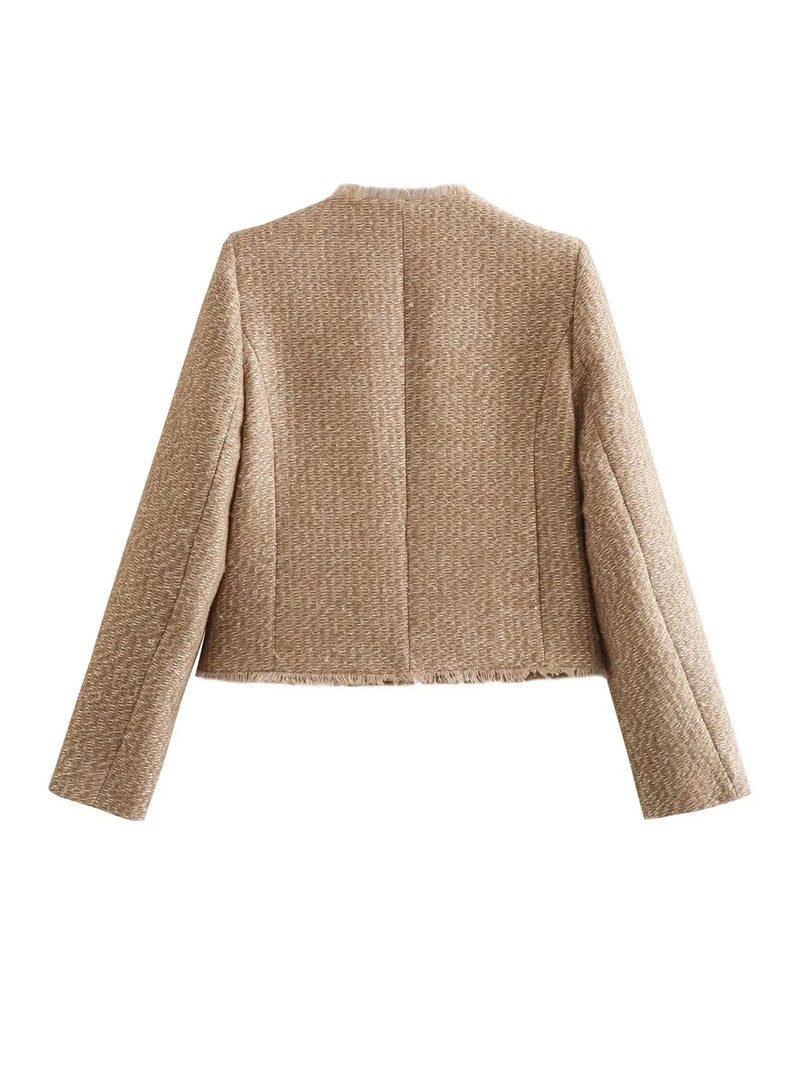 Timeless Chic Tweed Jacket with Gold Buttons - Anna-XS-State of Style