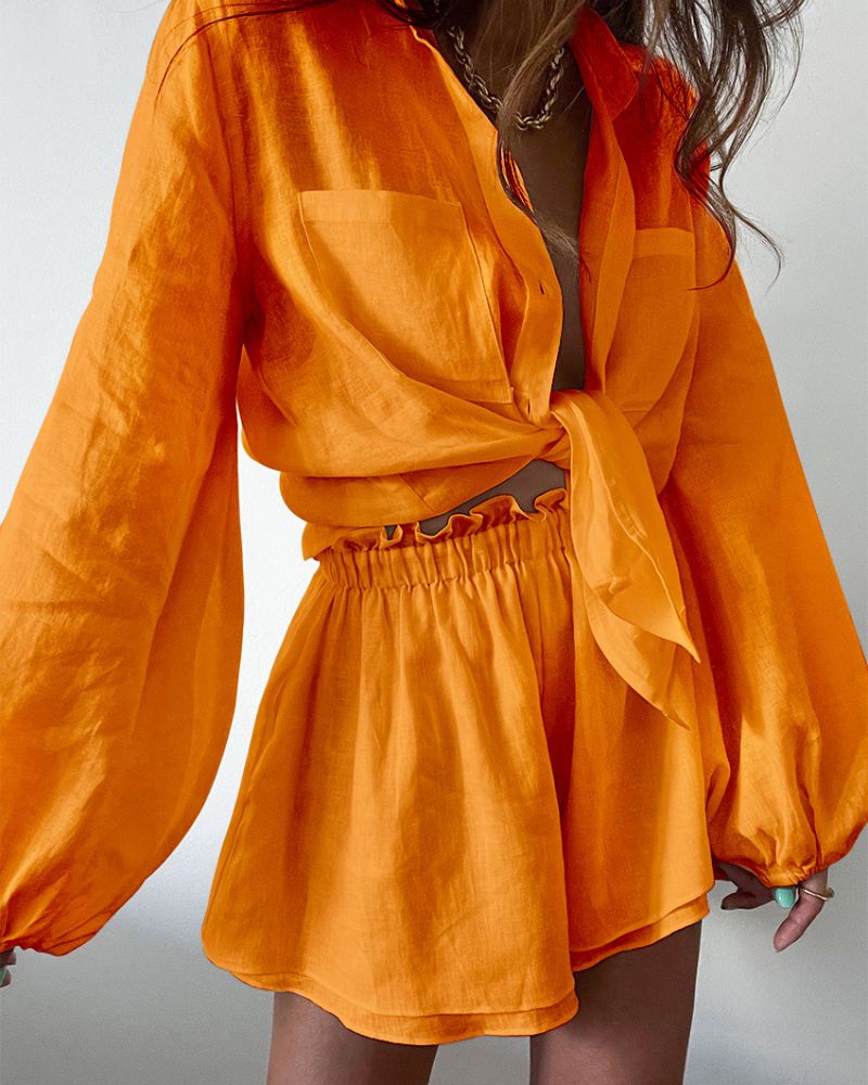 Timeless Linen Summer Set for Women – Celeste-Orange-S-State of Style