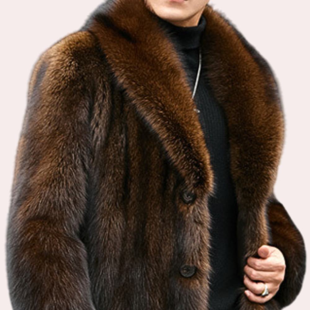 Timeless Men's Coat with Fur Look - Jules-Brown-S-State of Style