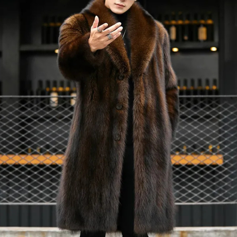 Timeless Men's Coat with Fur Look - Jules-Brown-S-State of Style