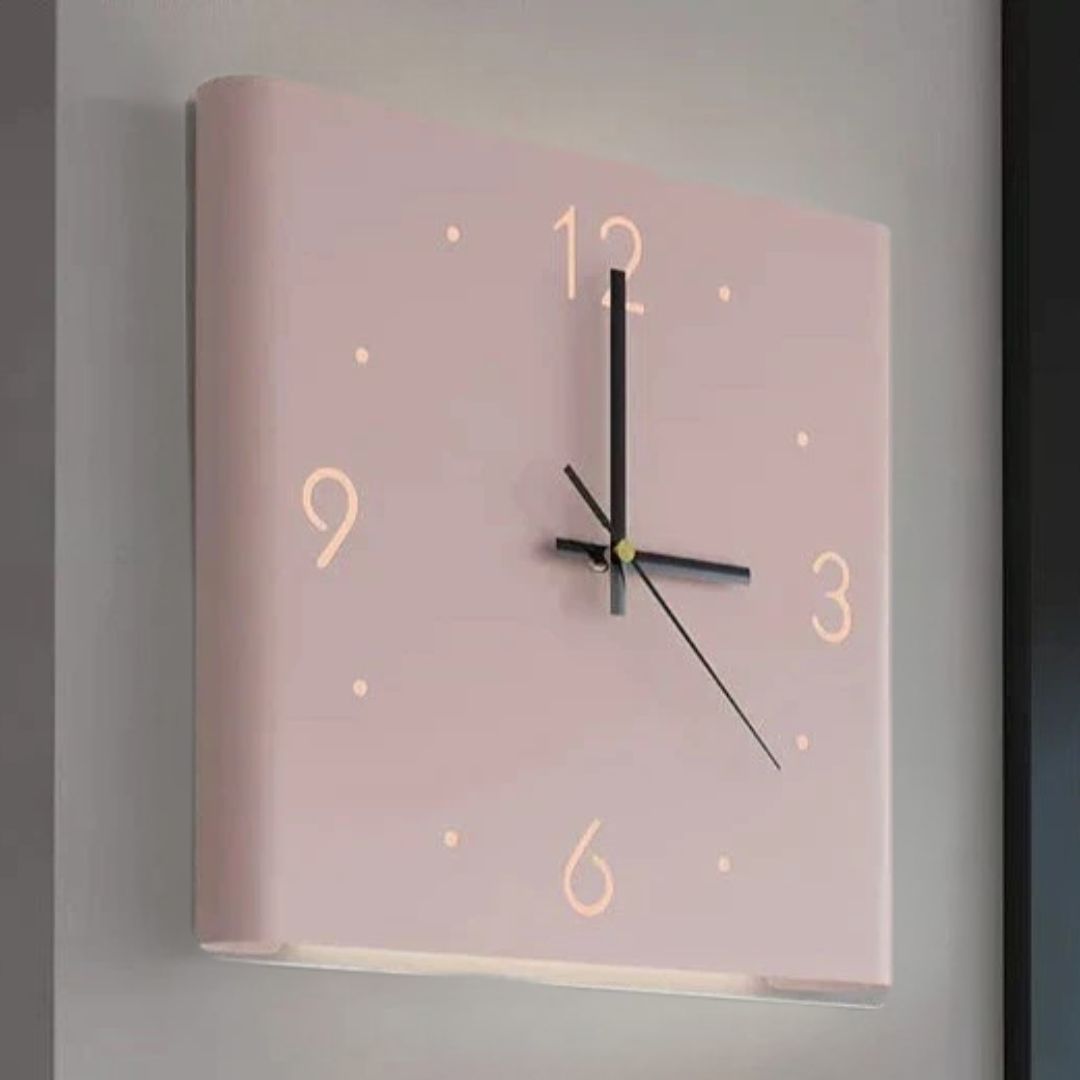 TimeLume Double-Sided Square Wall Clock with Lighting-Pink-State of Style