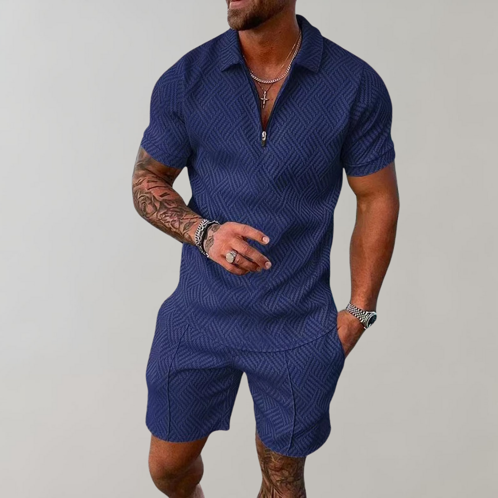 Timo - Trendy 2-Piece Set for Men-Marine blue-S-State of Style