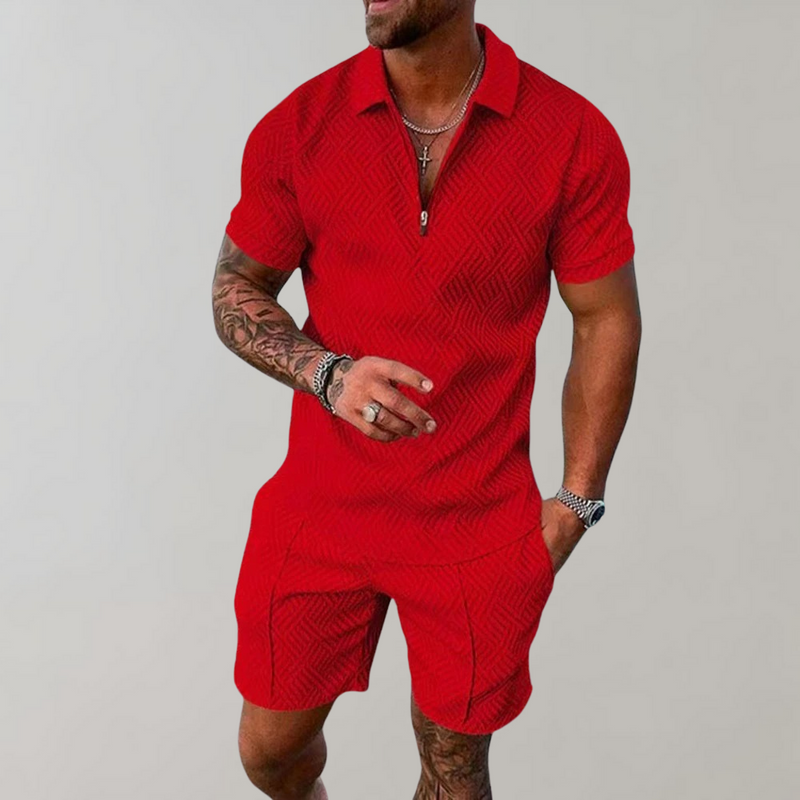Timo - Trendy 2-Piece Set for Men-Red-S-State of Style
