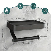 Toilet roll holder with shelf - Stalux-Black-State of Style