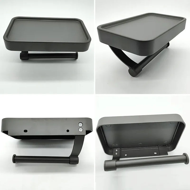 Toilet roll holder with shelf - Stalux-Black-State of Style