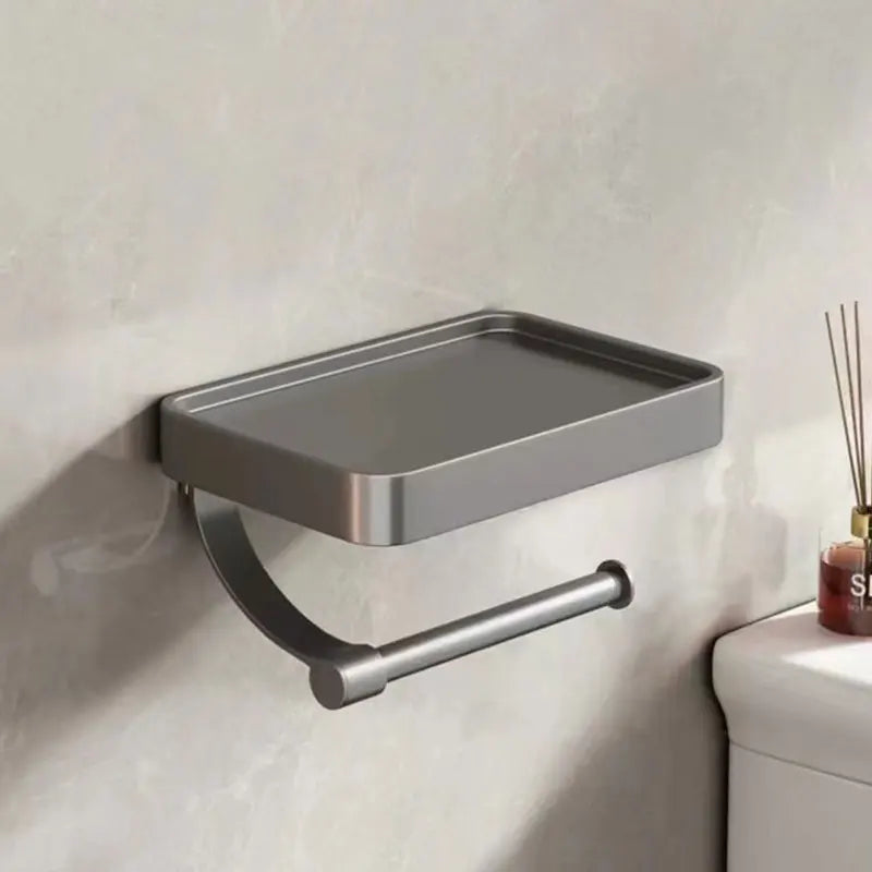 Toilet roll holder with shelf - Stalux-Black-State of Style
