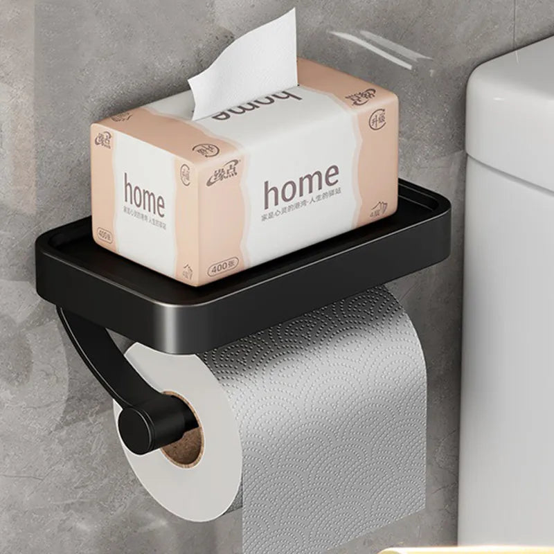 Toilet roll holder with shelf - Stalux-Black-State of Style