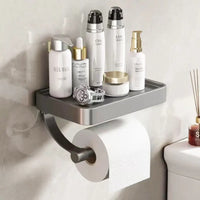 Toilet roll holder with shelf - Stalux-Black-State of Style