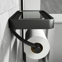 Toilet roll holder with shelf - Stalux-Black-State of Style