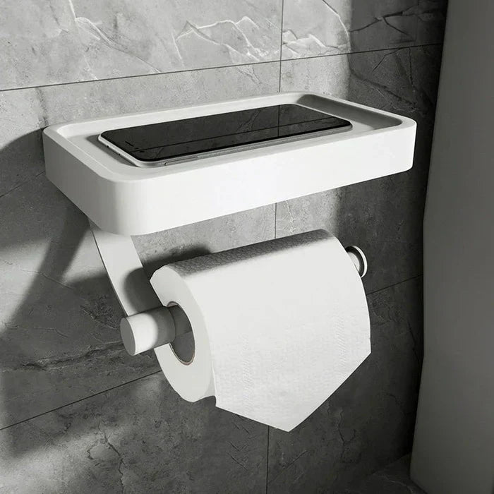 Toilet roll holder with shelf - Stalux-White-State of Style