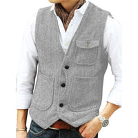 Trachten Vest Carlson – Elegant Herringbone Tweed Waistcoat-Silver-XS-State of Style