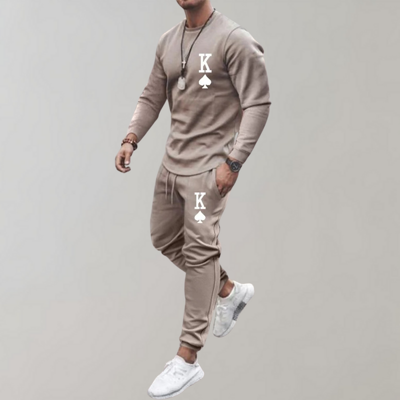 Tracksuit with Letter Print for Men - Thor-Khaki-S-State of Style