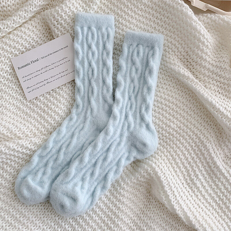 Traditional Fluffy Socks Jade – Soft, Warm & Vintage-Inspired-Light Blue-State of Style