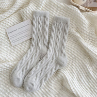 Traditional Fluffy Socks Jade – Soft, Warm & Vintage-Inspired-Light Grey-State of Style
