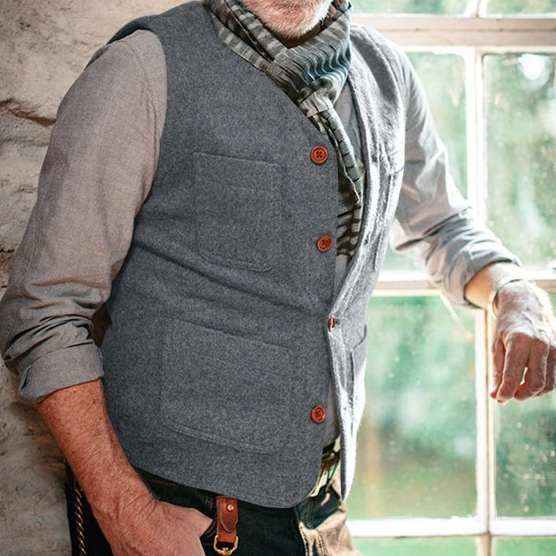 Traditional Vest Miguelito – Classic Vintage-Style Waistcoat-Grey-S-State of Style