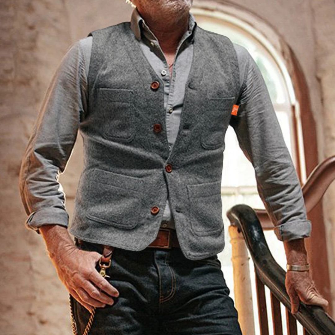 Traditional Vest Miguelito – Classic Vintage-Style Waistcoat-Grey-S-State of Style