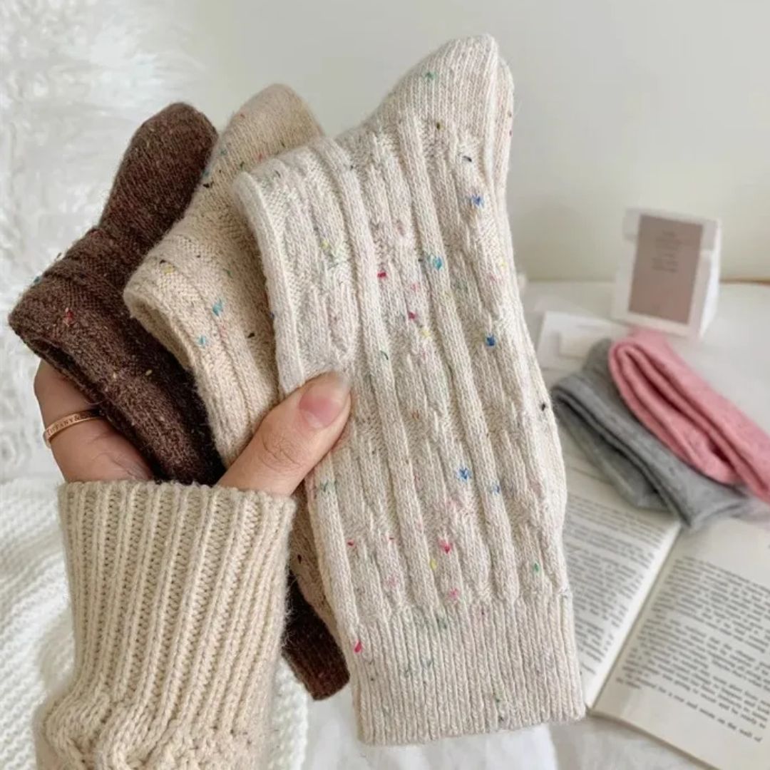 Traditional Wool Socks Charlotte – Warm Striped Vintage Crew Socks-Dark Grey-State of Style