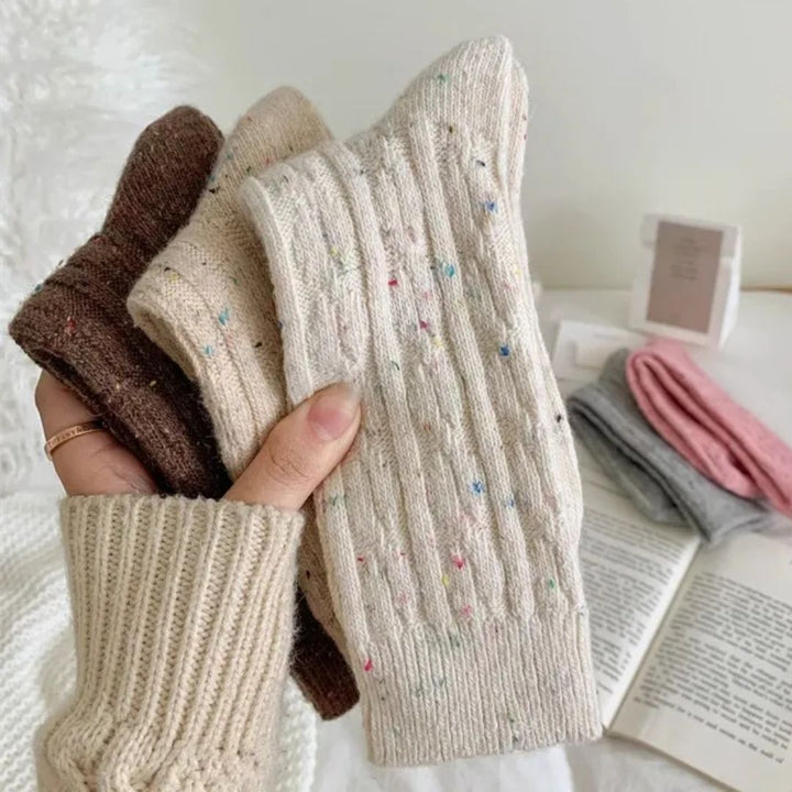 Traditional Wool Socks Charlotte – Warm Striped Vintage Crew Socks-Dark Grey-State of Style