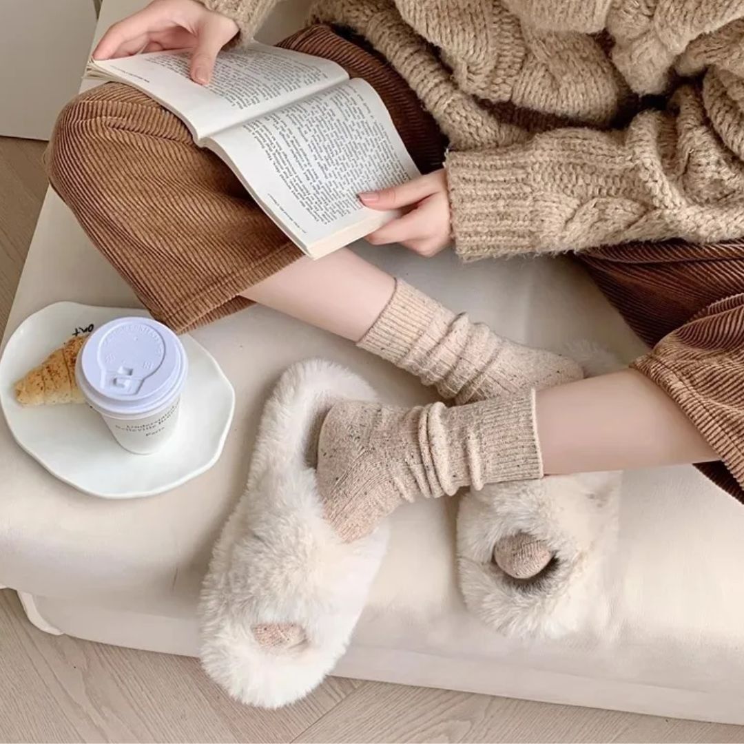 Traditional Wool Socks Charlotte – Warm Striped Vintage Crew Socks-Dark Grey-State of Style