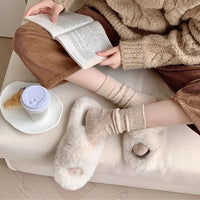 Traditional Wool Socks Charlotte – Warm Striped Vintage Crew Socks-Dark Grey-State of Style