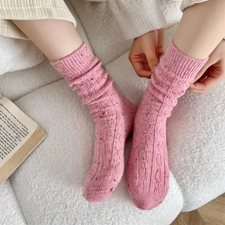 Traditional Wool Socks Charlotte – Warm Striped Vintage Crew Socks-Dark Grey-State of Style