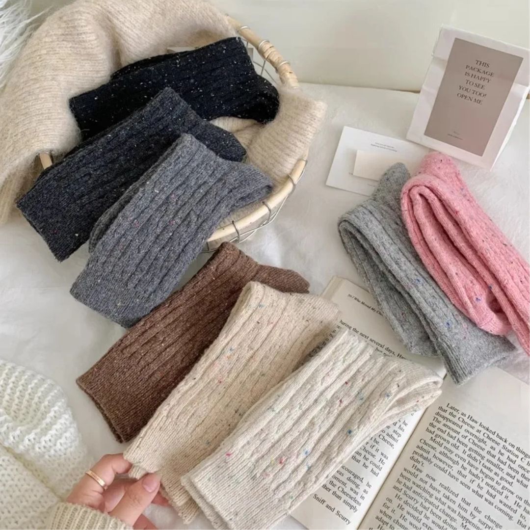 Traditional Wool Socks Charlotte – Warm Striped Vintage Crew Socks-Dark Grey-State of Style