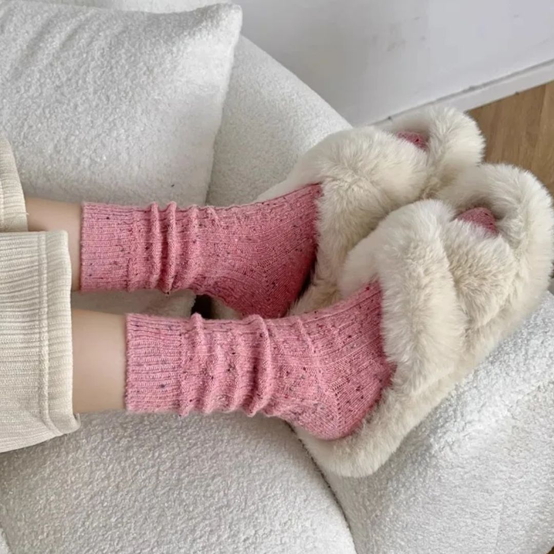 Traditional Wool Socks Charlotte – Warm Striped Vintage Crew Socks-Dark Grey-State of Style