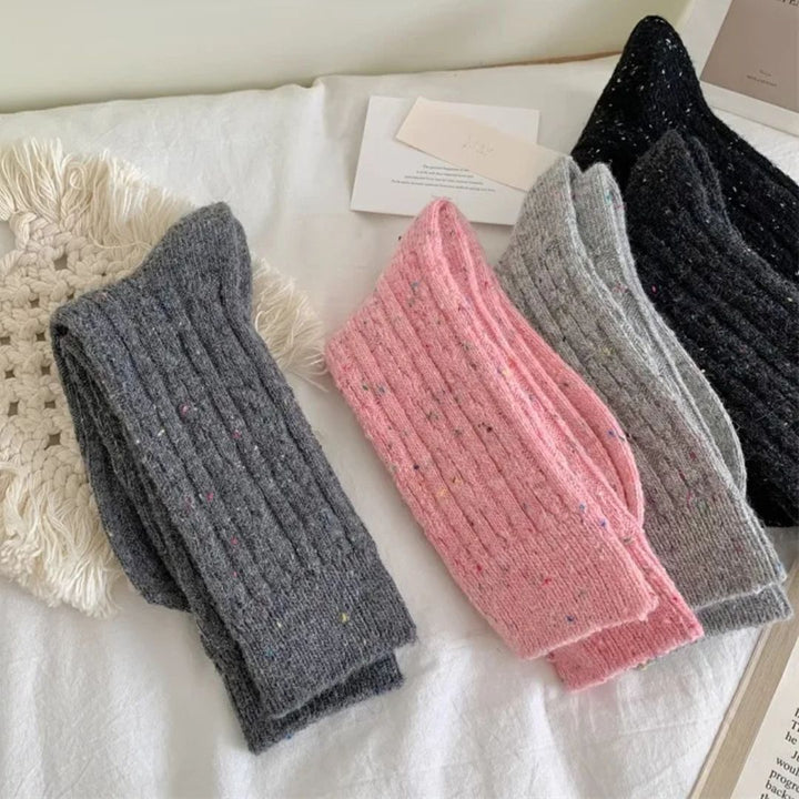 Traditional Wool Socks Charlotte – Warm Striped Vintage Crew Socks-Dark Grey-State of Style