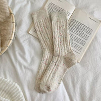 Traditional Wool Socks Charlotte – Warm Striped Vintage Crew Socks-White-State of Style