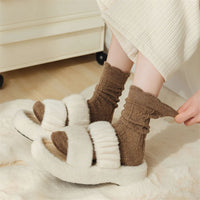 Traditional Wool Socks Cynthia – Thick, Warm & Vintage Ruffle Design-Caramel-State of Style