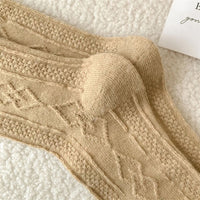 Traditional Wool Socks Cynthia – Thick, Warm & Vintage Ruffle Design-Caramel-State of Style