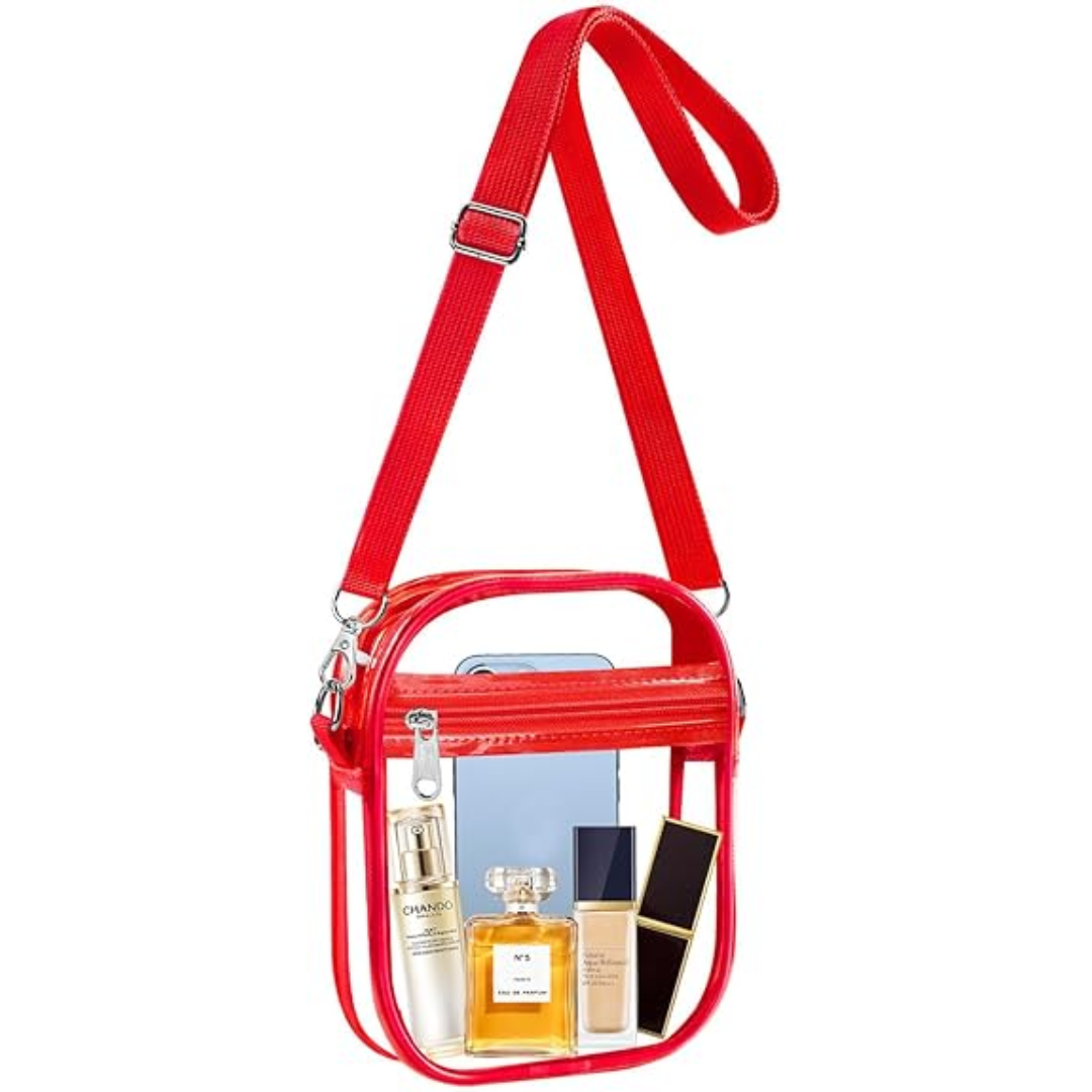 Transparent Crossbody Bag – CrystalCross-Red-State of Style
