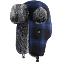 Trapper Winter Hat with Fur Lining - Sasha-Checkered Blue-State of Style