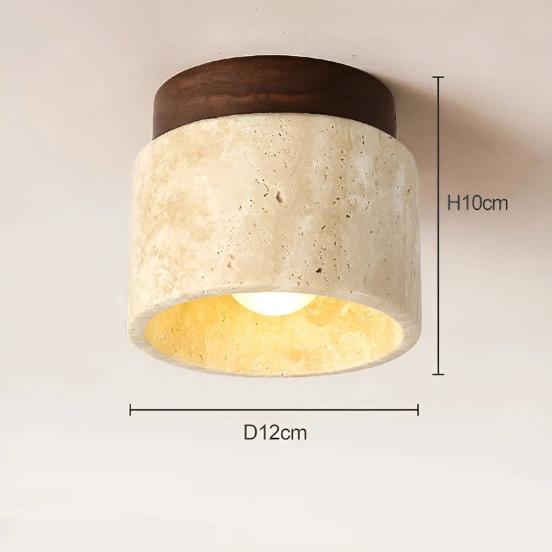 TravaGlow Rustic Travertine Ceiling Lamp-Walnut-State of Style