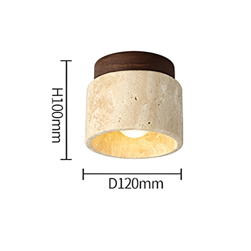 TravaGlow Rustic Travertine Ceiling Lamp-Walnut-State of Style