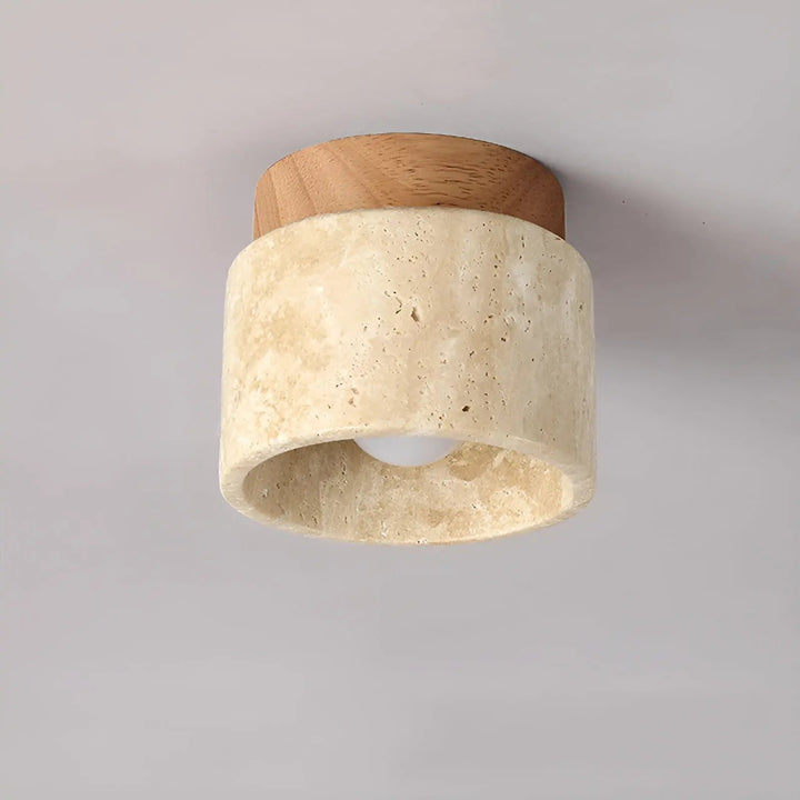 TravaGlow Rustic Travertine Ceiling Lamp-Walnut-State of Style