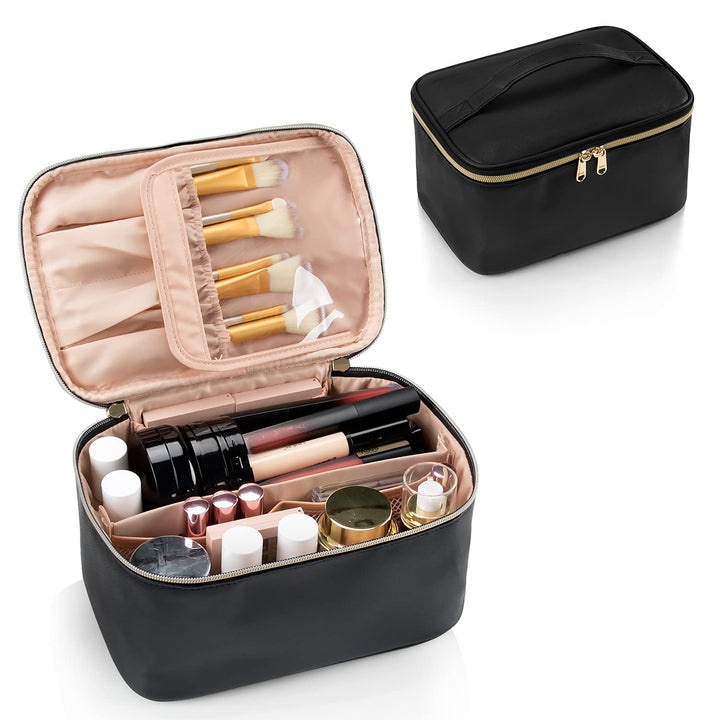 Travel-friendly Make-up Organizer with Dividers-Black-State of Style