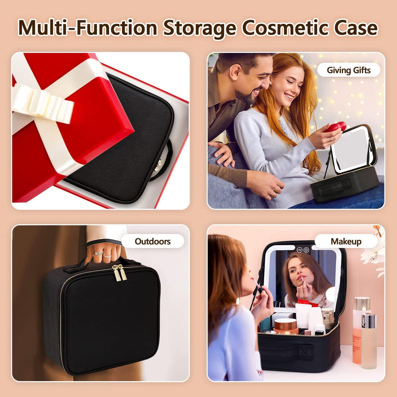 Travel Make-up Organizer with LED Mirror-Black-State of Style
