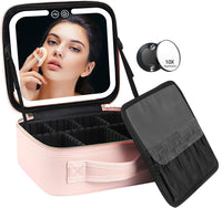 Travel Make-up Organizer with LED Mirror-Pink-State of Style