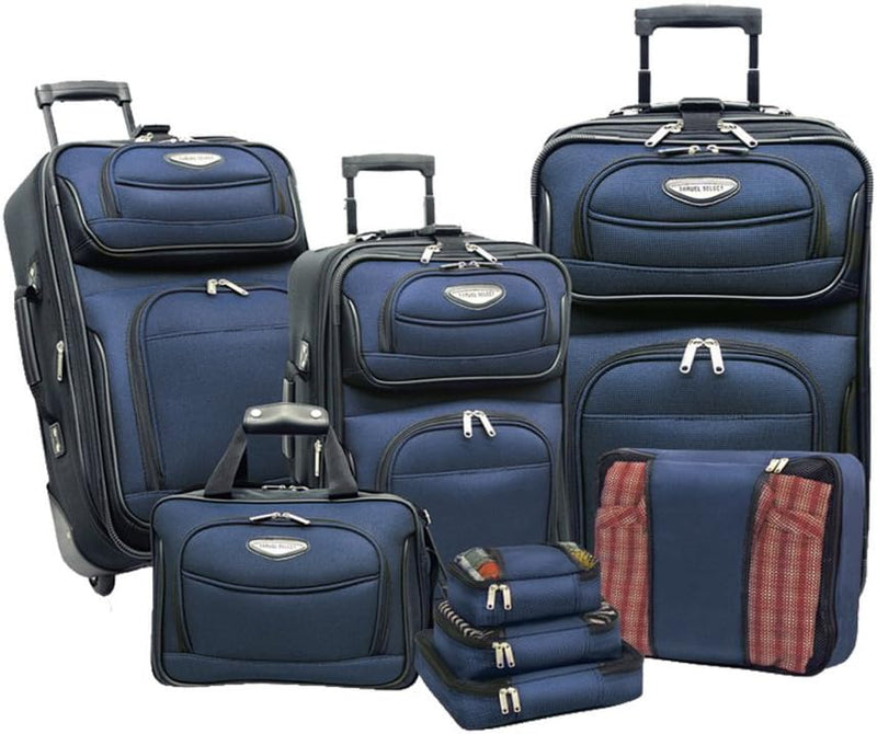 8-Piece Soft Shell Luggage Set with Packing Cubes and TSA Lock – TravelMax